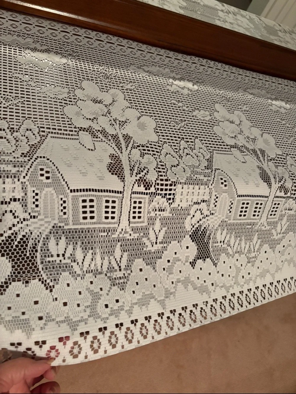 White Crochet Lace Table Runner/Fabric Piece 8’ x 24”